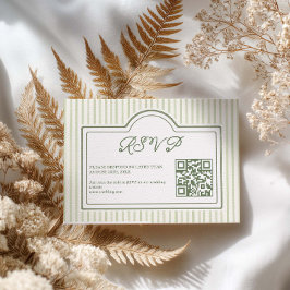 Cartão de RSVP de código QR listrado de casamento 