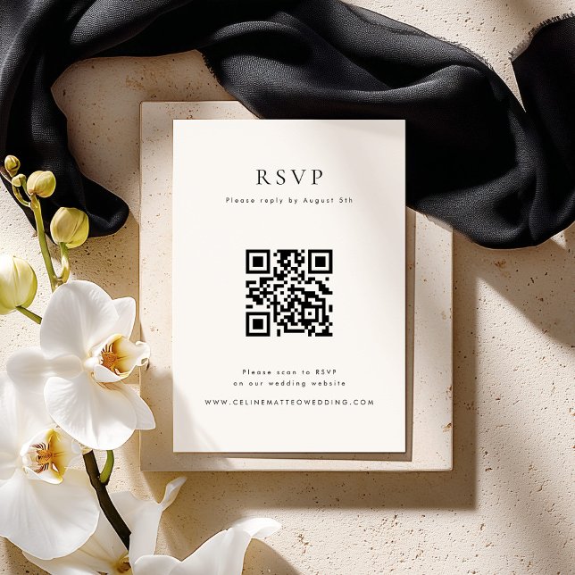 Cartão de RSVP de Código QR Minimalista CELINE (Criador carregado)