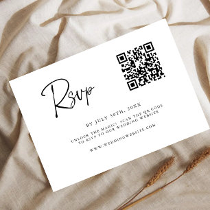 Cartão de RSVP de Código QR Moderno Letra Manusc