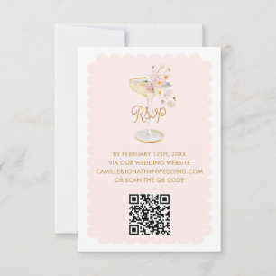 Cartão de RSVP de Código QR Pétalas Elegantes e Pr