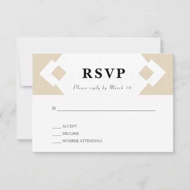 Cartão de RSVP de Diamante Elegante (Frente)