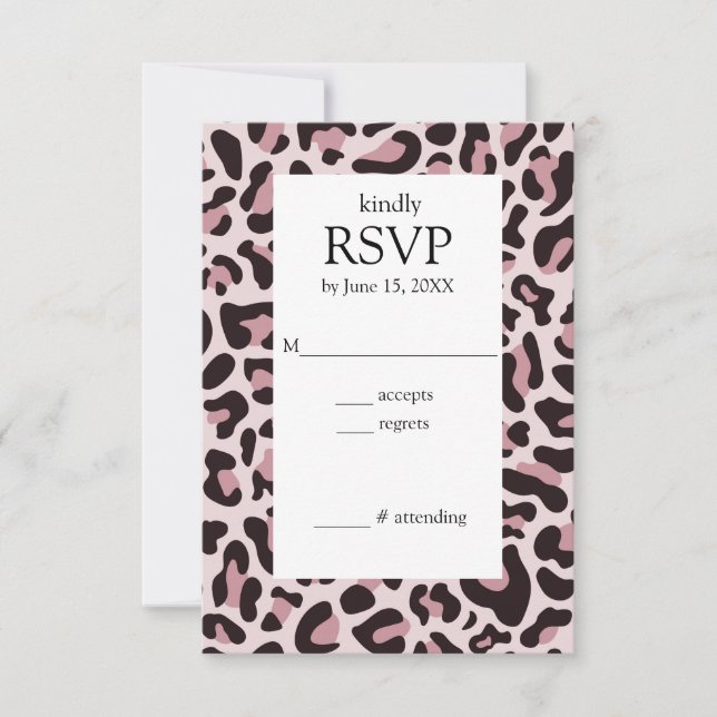 Cartão de RSVP de Estampa de Leopardo Clássico em  (Frente)
