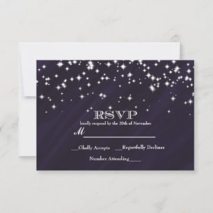 Cartão de RSVP de Estrelas Roixas & Brilhantes Ele