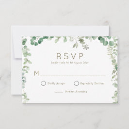 cartão de RSVP de eucalipto verde moderno