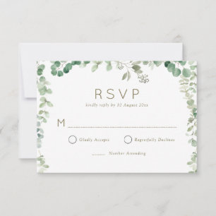 cartão de RSVP de eucalipto verde moderno