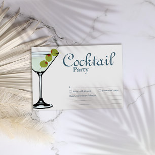 Cartão de RSVP de Festa de Cocktail Martini