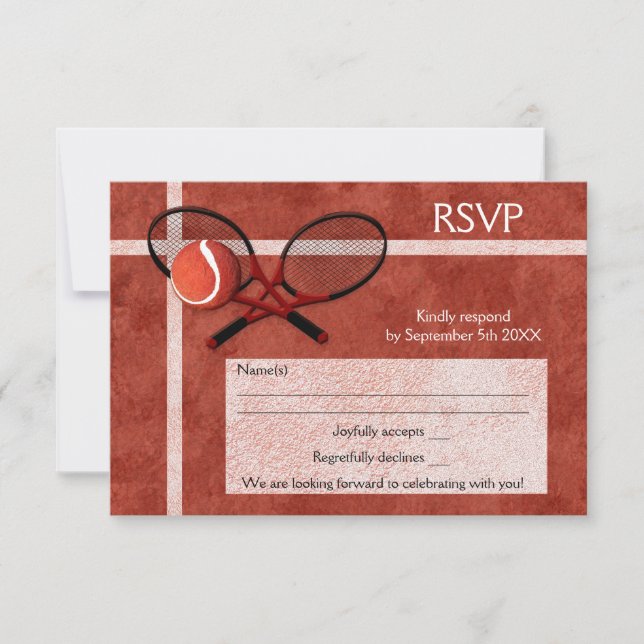 Cartão de RSVP de Festa Temática de Tênis (Frente)