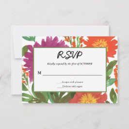 Cartão de RSVP de Flor de Aquarela