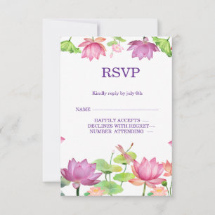 Cartão de RSVP de Flor de Lótus para Casamento Ind