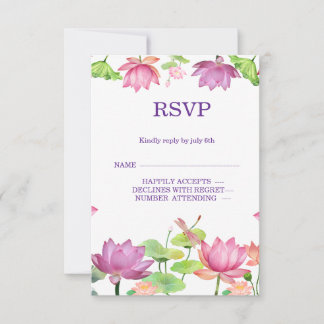 Cartão de RSVP de Flor de Lótus para Casamento Ind