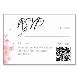 Cartão de RSVP de flor em aquarela rosa minimalist