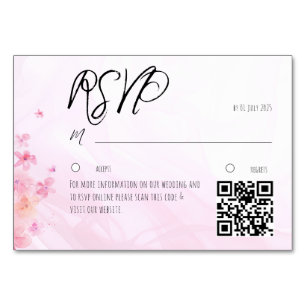 Cartão de RSVP de flor em aquarela rosa minimalist