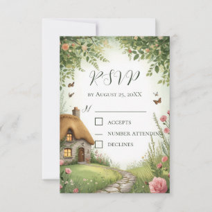 Cartão de RSVP de Flor Silvestre de Casa Rústica