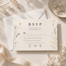 Cartão de RSVP de Flor Silvestre Elegante