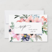 Cartão de RSVP de Floral de Verão com Refeição