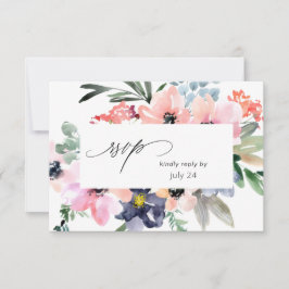 Cartão de RSVP de Floral de Verão com Refeição