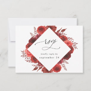 Cartão de RSVP de Floral Vermelha com Refeição 2