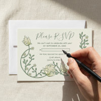 Cartão de RSVP de flores art nouveau bonitas