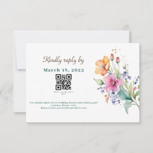 Cartão de RSVP de Flores Rosa Pêssego Amarelo