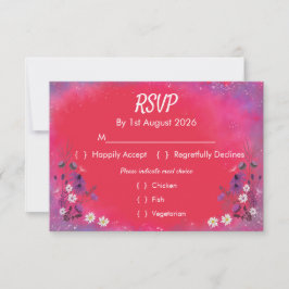 Cartão de RSVP de Flores Silvestres de Framboesa