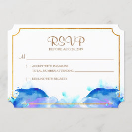 Cartão de RSVP de Golfinho com Aquarela Azul