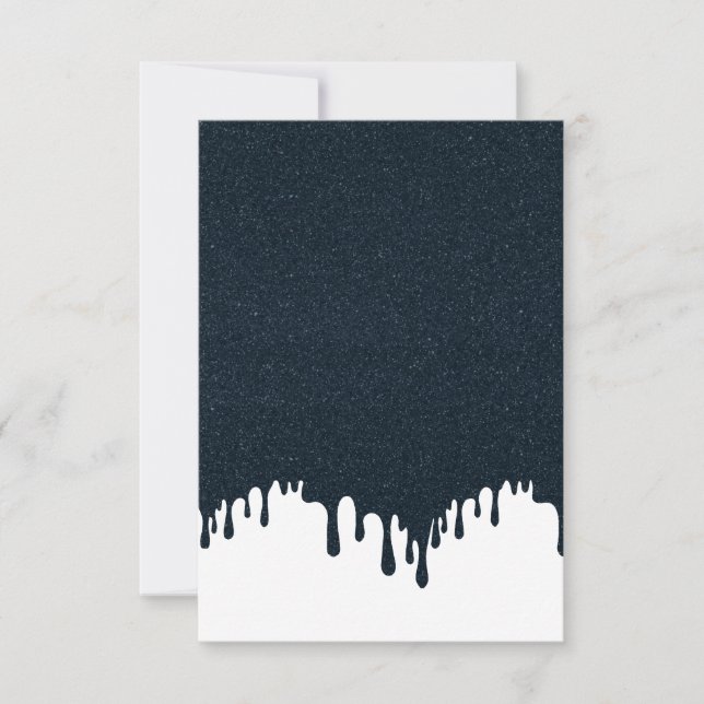 Cartão de RSVP de Gotejamento Branco Personalizado (Frente)