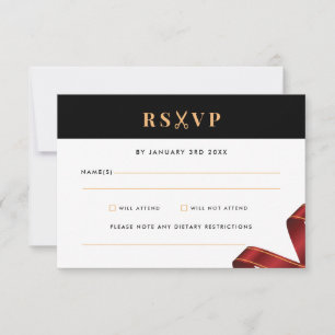 Cartão de RSVP de Grande Inauguração com Laço Verm