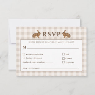 Cartão de RSVP de Lebres da Floresta Bege