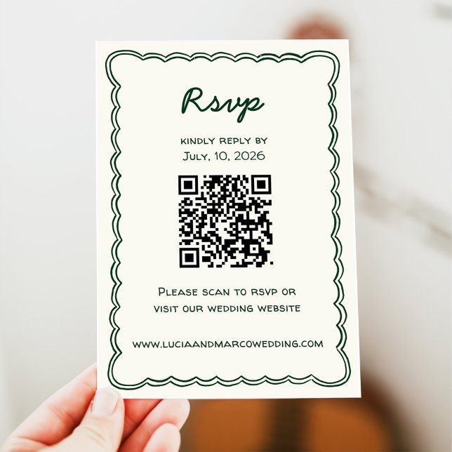 Cartão de RSVP de Letra à Mão Verde Retro (Criador carregado)