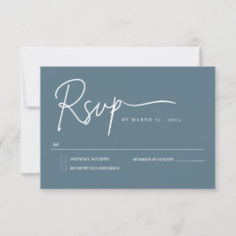 Cartão de RSVP de letra manuscrita minimalista azu