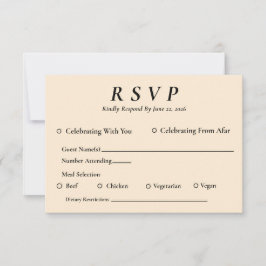 Cartão de RSVP de Marfim com Seleção de Entrada
