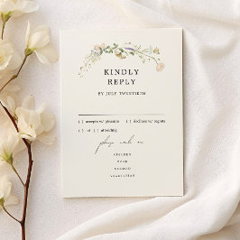 Cartão de RSVP de Menu de Casamento de Flores Silv