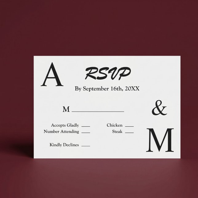 Cartão de RSVP de Monograma com Tipografia Minimal (Criador carregado)