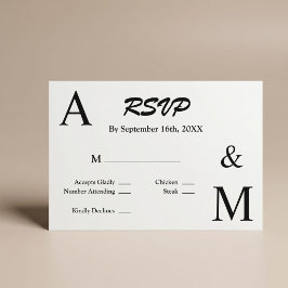 Cartão de RSVP de Monograma com Tipografia Minimal