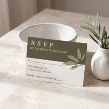 Cartão de RSVP de Noiva Botânica Verde Oliva