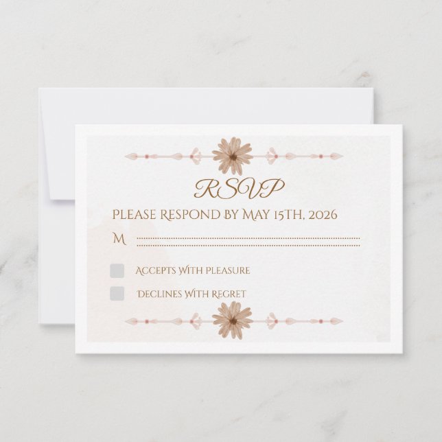 Cartão de RSVP de Noiva com Flores Personalizadas (Frente)