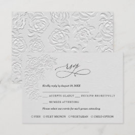 Cartão de RSVP de Noiva com Rosas Brancas Relevo F