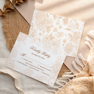 Cartão de RSVP de Noiva Floral Neutro Refinado Min
