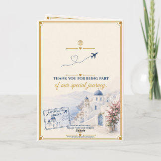 Cartão de RSVP de Passaporte Casamento em Santorin