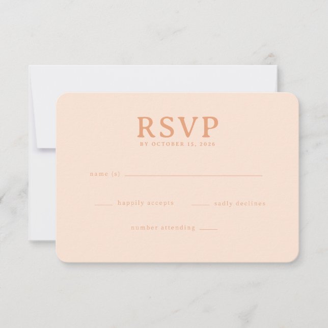 Cartão de RSVP de Pêssego Sofisticado (Frente)