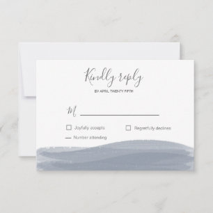 Cartão de RSVP de pincelada azul em aquarela
