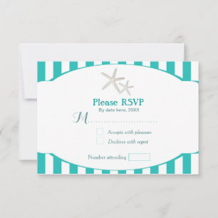 cartão de RSVP de praia de estrela-do-mar listrada
