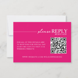 Cartão de RSVP de QR Hot Pink com Tipografia Minim