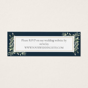 Cartão de RSVP de Site de Casamento Azul Marinho c