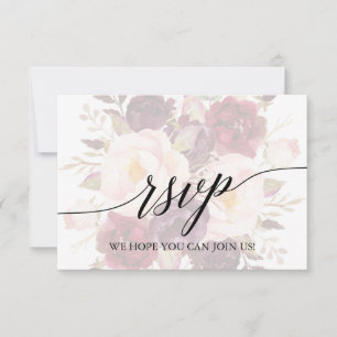 Cartão de RSVP de Site de Floral Desbotada com Cal