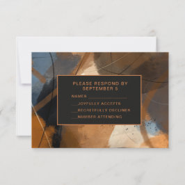 Cartão de RSVP de Terracota Abstrato Casamento Úni