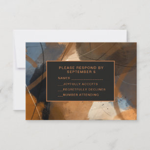 Cartão de RSVP de Terracota Abstrato Casamento Úni
