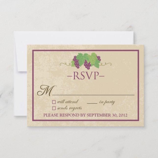 Cartão de RSVP de Vinhedo (Design de Pergaminho) (Frente)