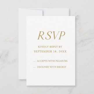 Cartão de RSVP Digital Dourado Elegante | Casament