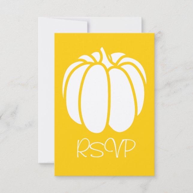 Cartão de RSVP do Pumpkin Patch em Amarelo (Frente)